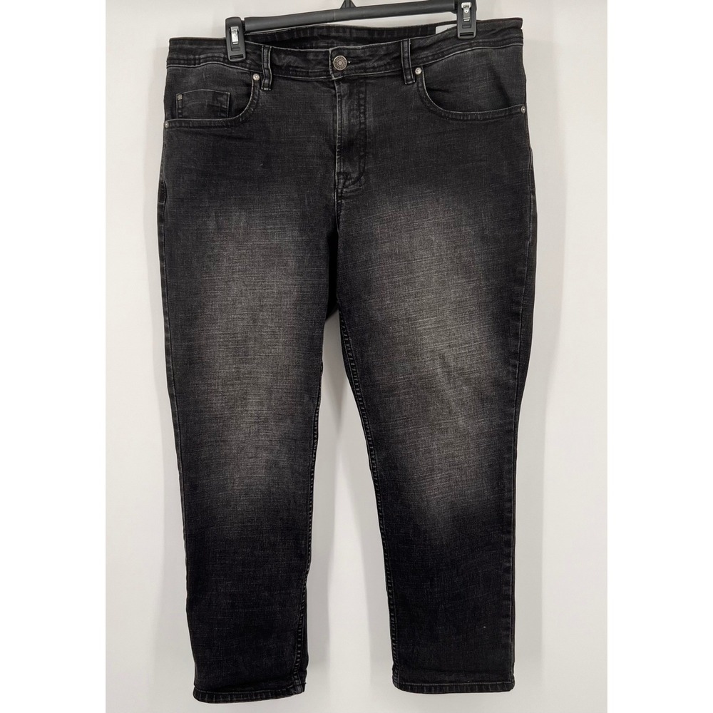 Buffalo David Bitton Jackson Straight Stretch Jeans Black 38x30 Faded Denim